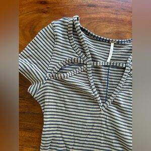 Free people cut out ribbed striped t shirt top